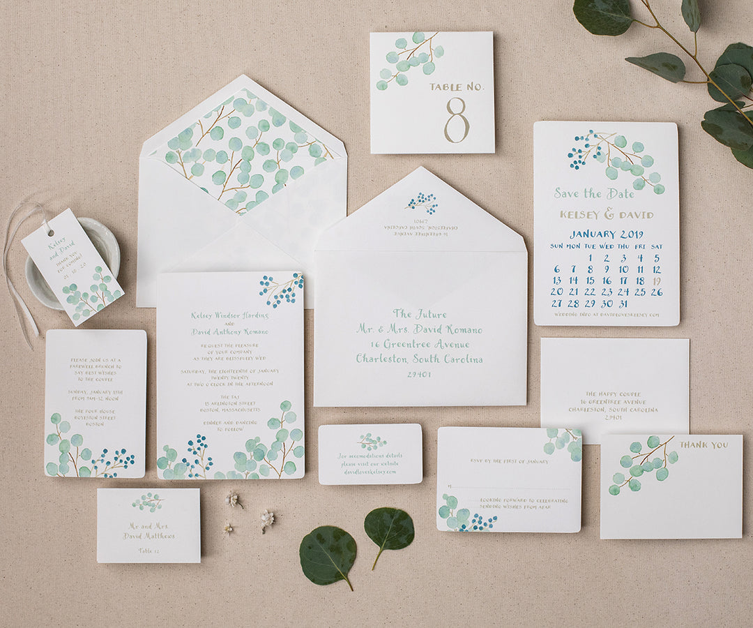 Eucalyptus wedding invitation