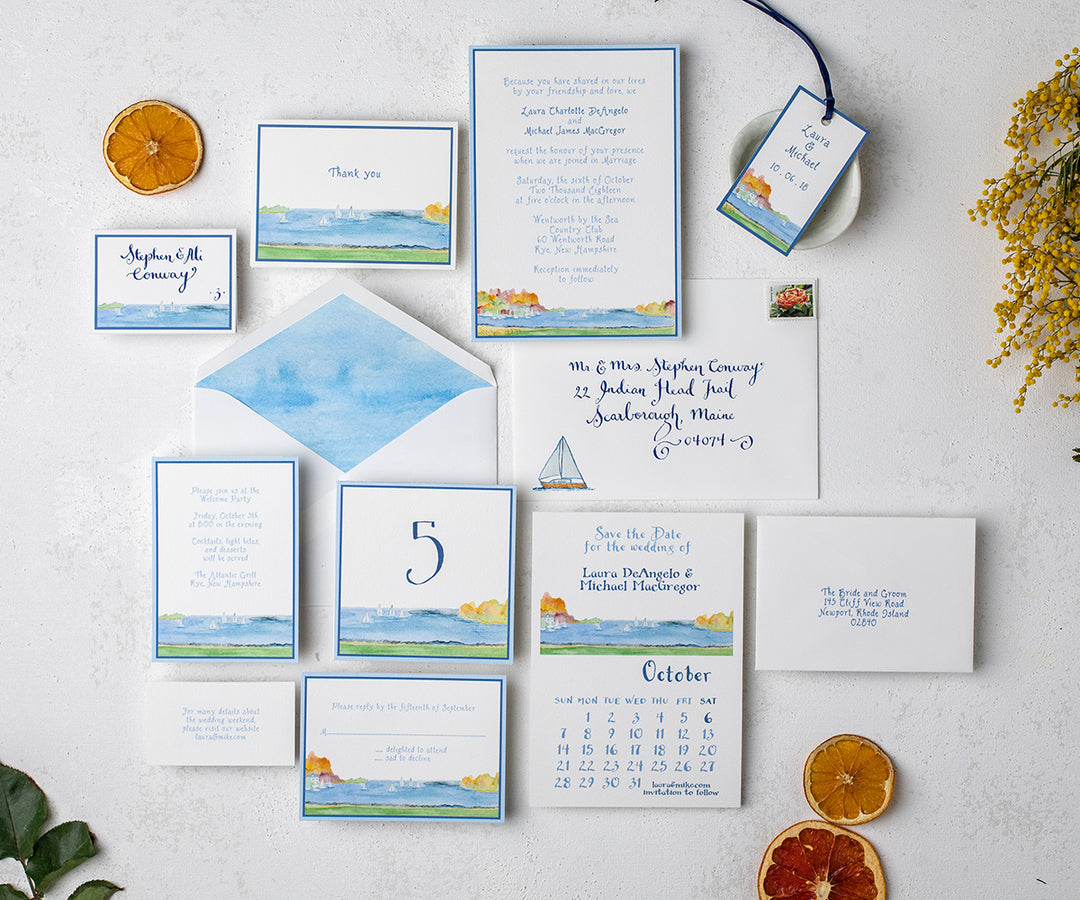 Harbor View wedding invitation full suite