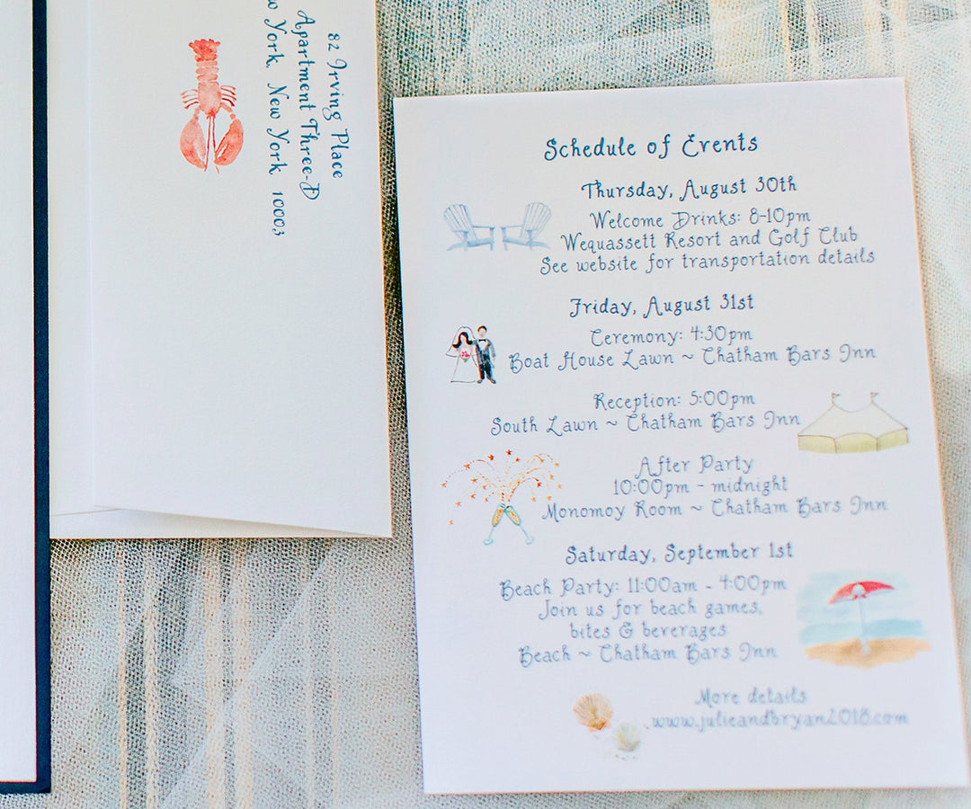 Cape Cod wedding schedule of events