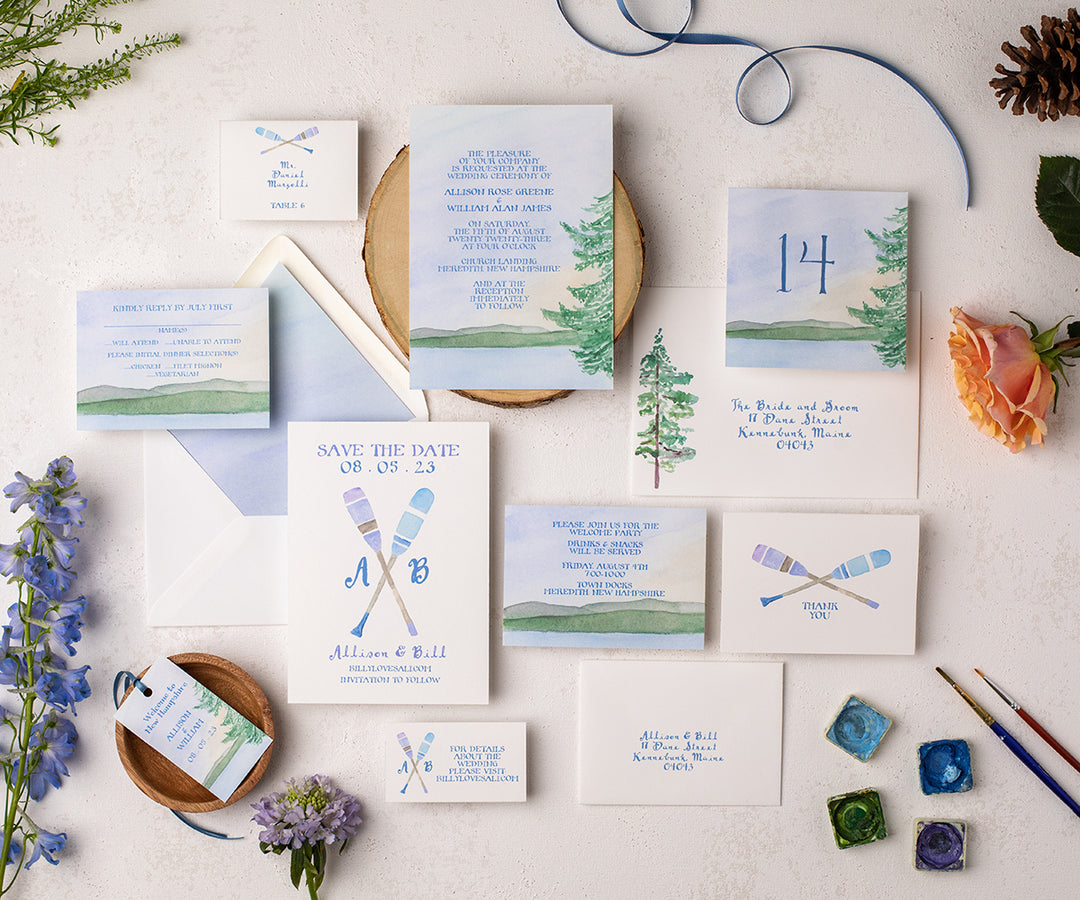 Lake View Wedding invitation suite