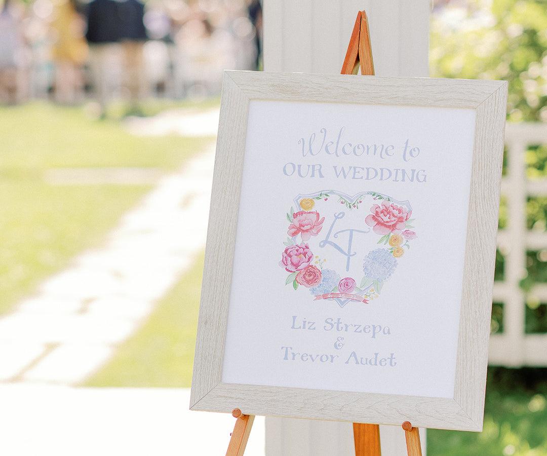 wedding crest welcome sign