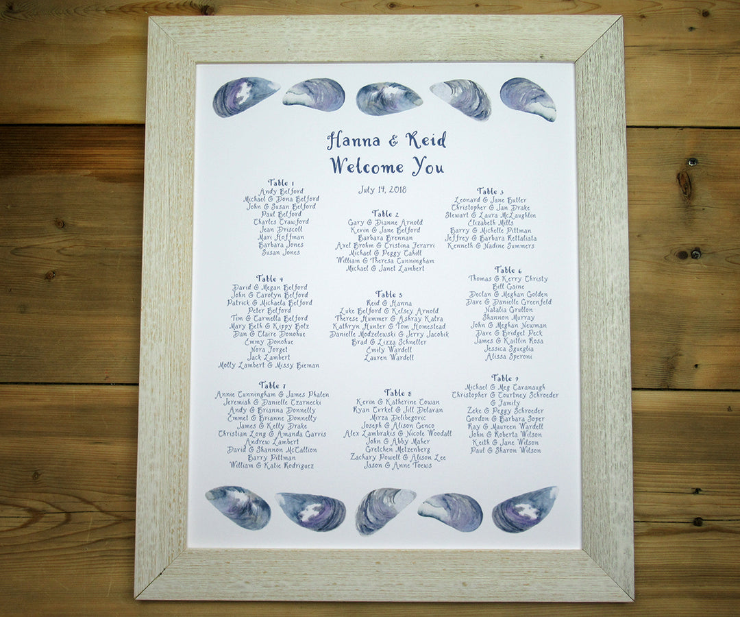 Mussel shell seating chart