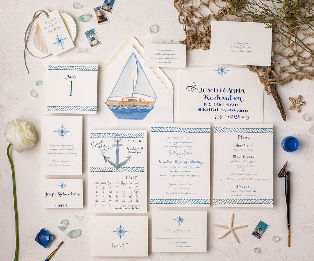 Nautical rope wedding invitation