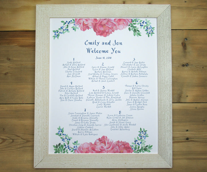 Peony Blueberry Seating chart