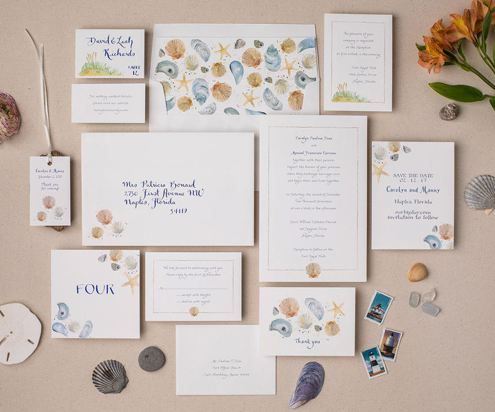 Scallop shell wedding invitation 