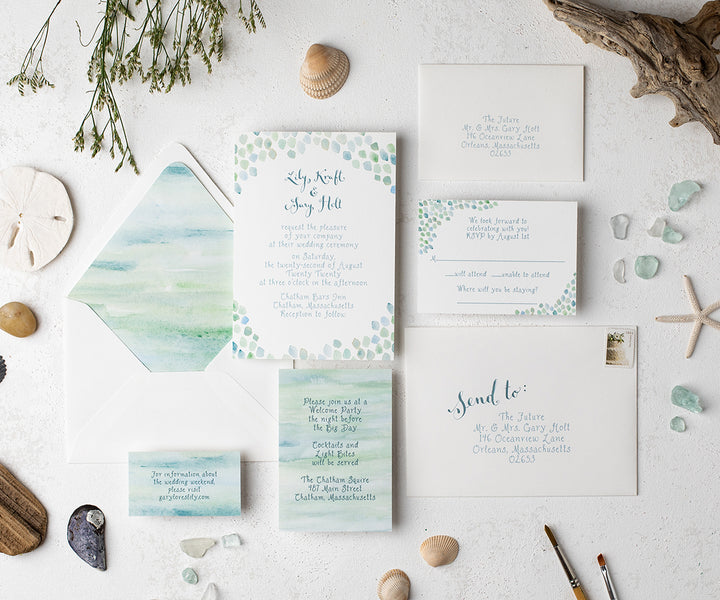 Sea Glass Wedding Invitation Suite