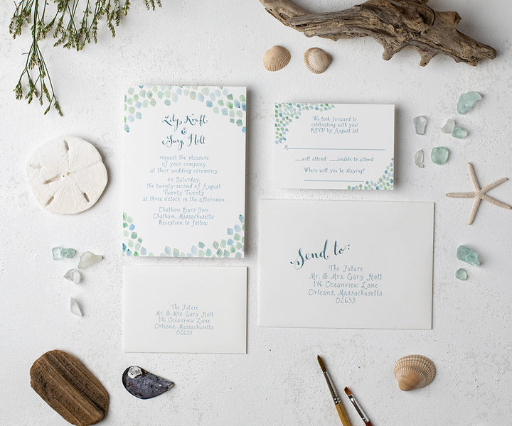 Sea Glass Wedding Invitation Suite