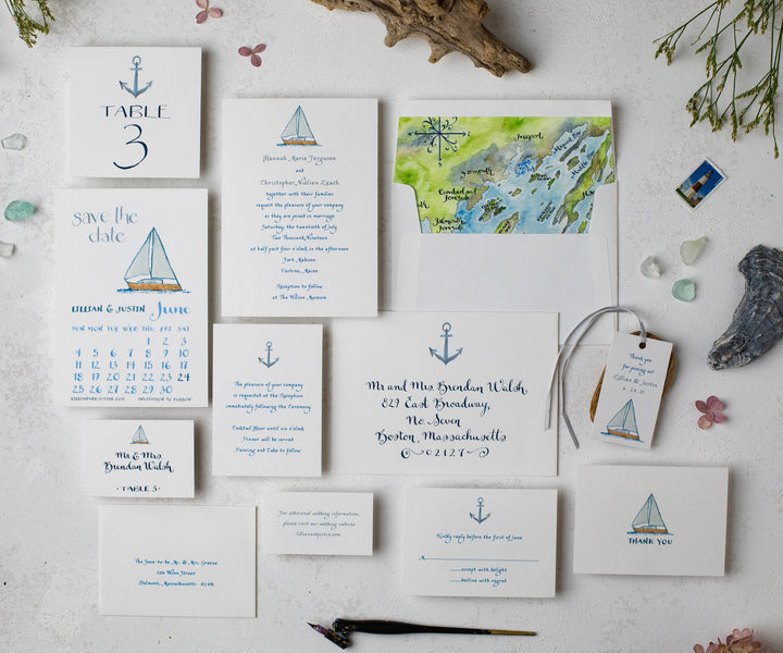 Summer Sailboat wedding invitation entire group