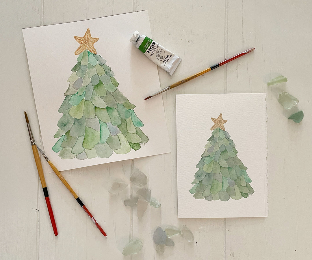 Beach Glass Tree Holiday Card