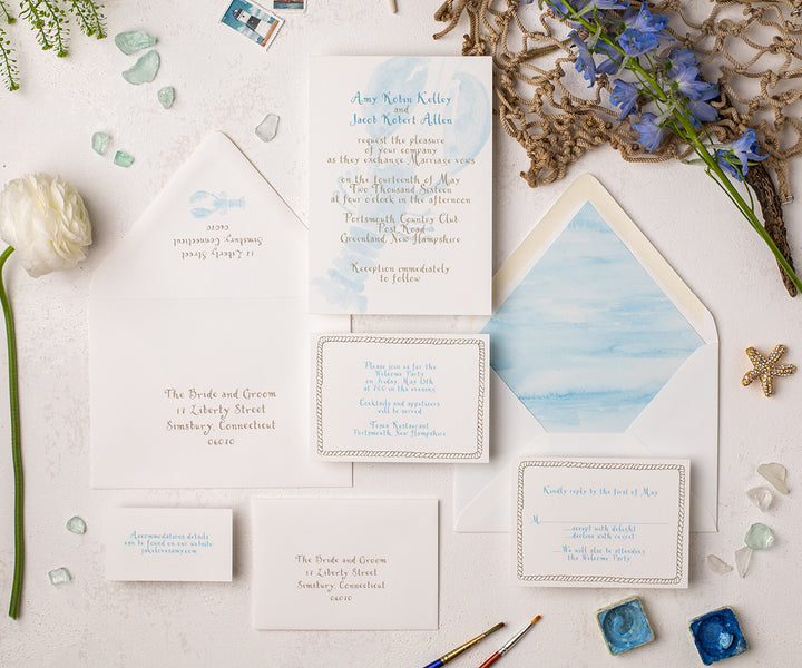 blue lobster wedding invitation