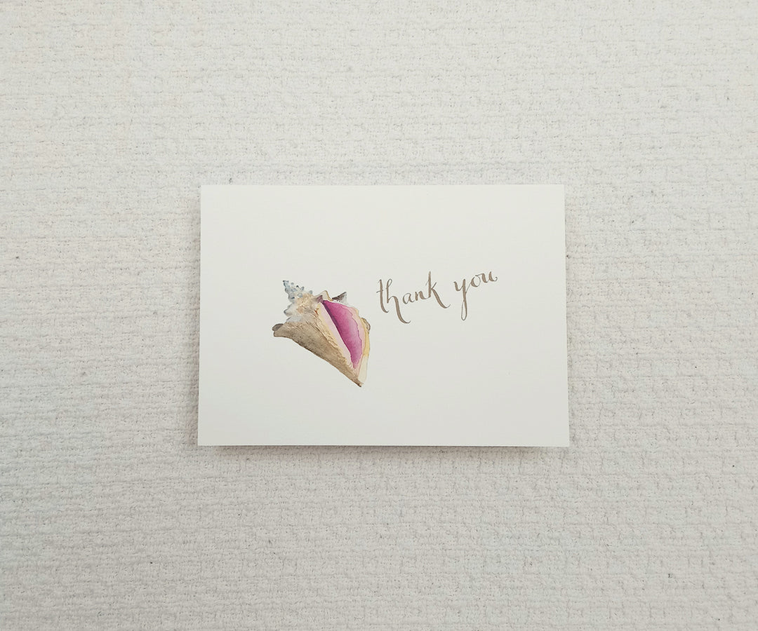 conch shell wedding thank you note