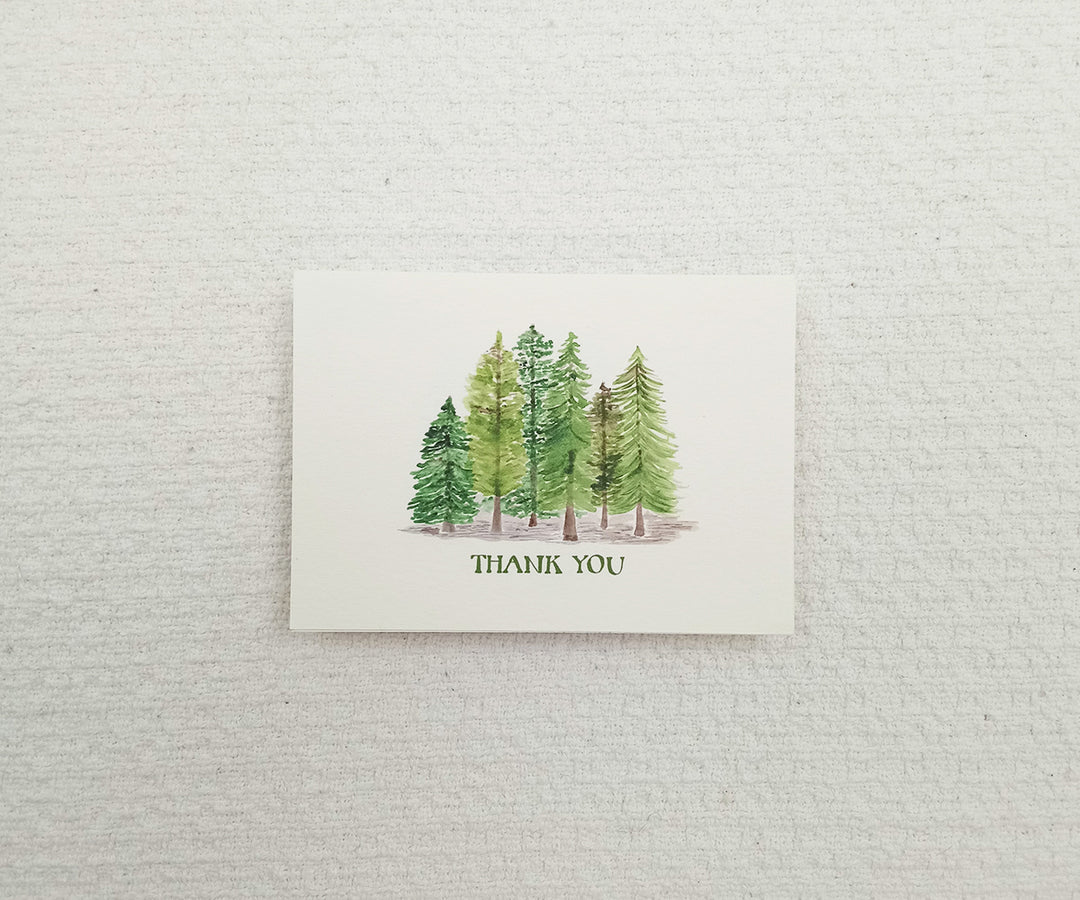 forest pines thank you note