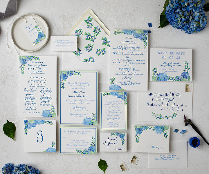 Hydrangea & Blueberries Thank You Notes