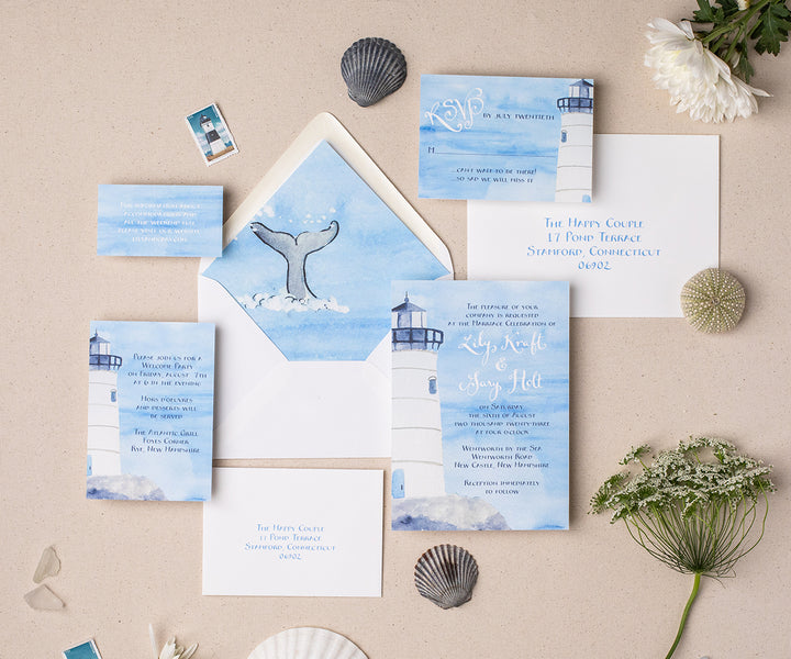 Lighthouse wedding invitation