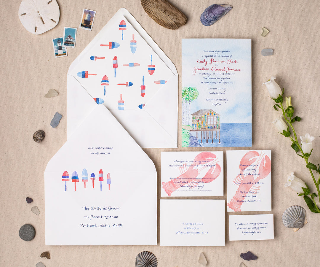 Lobster hut wedding invitation