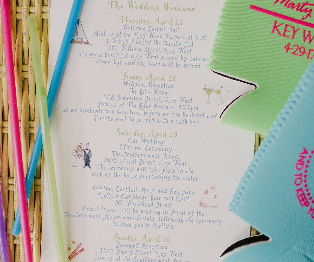 Key West Wedding schedule