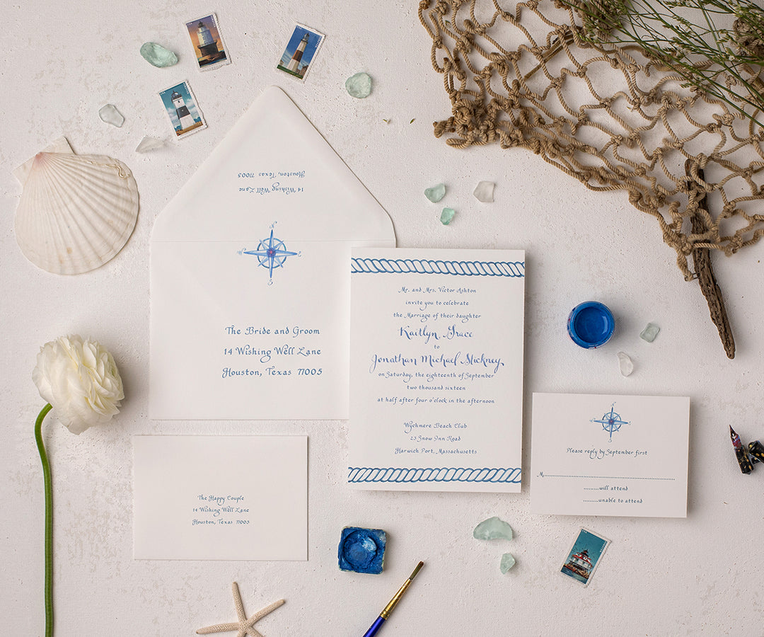 Nautical rope wedding invitation