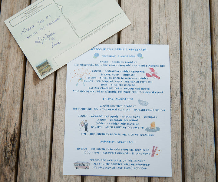 Martha's Vineyard wedding schedule of events