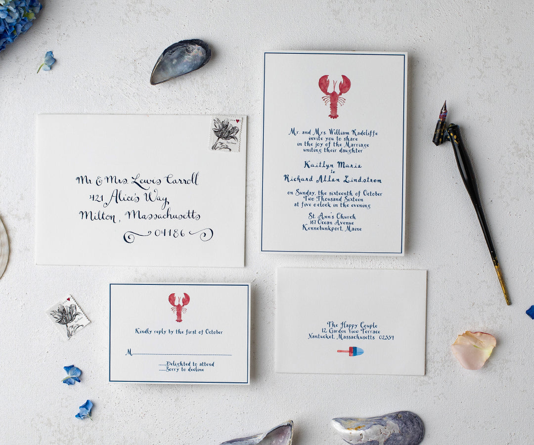 Classic Lobster wedding invitation