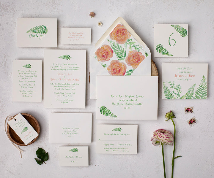 woodland fern wedding invitation 